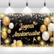 thumbnail image 4 of Fondo de tema de tela decorativa de tela decorativa de banner de fondo de cumpleaños con tema de oro negro JM JM, 4 of 5