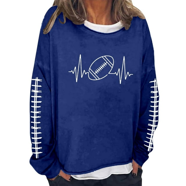 Sweat à Capuche pour Femmes - Manches Longues Col Rond Imprimé Rugby pour un Port Quotidien Confortable et Style Athlétique