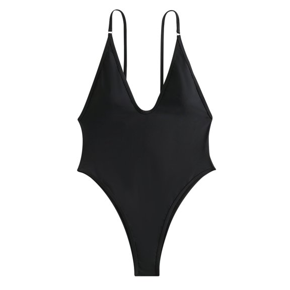 REORIAFEE Plus Size Tankini Swimsuits for Women Cute Bathing Suits Backless Deep V Bikini Wireless Swimwear Black L