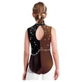 thumbnail image 5 of iixpin Girls Gymnastics Dance Leotard Athletic Bodysuit Tassel Figure Skating Stage Performance Jumpsuit Brown 16, 5 of 6