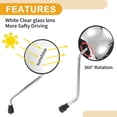 thumbnail image 5 of Unique Bargains 1 Set M8 Universal Motorcycle Rear View Mirrors Bar End Side Mirrors Mount Adjustable Iron Plastic Silver Tone White Round Shape, 5 of 7