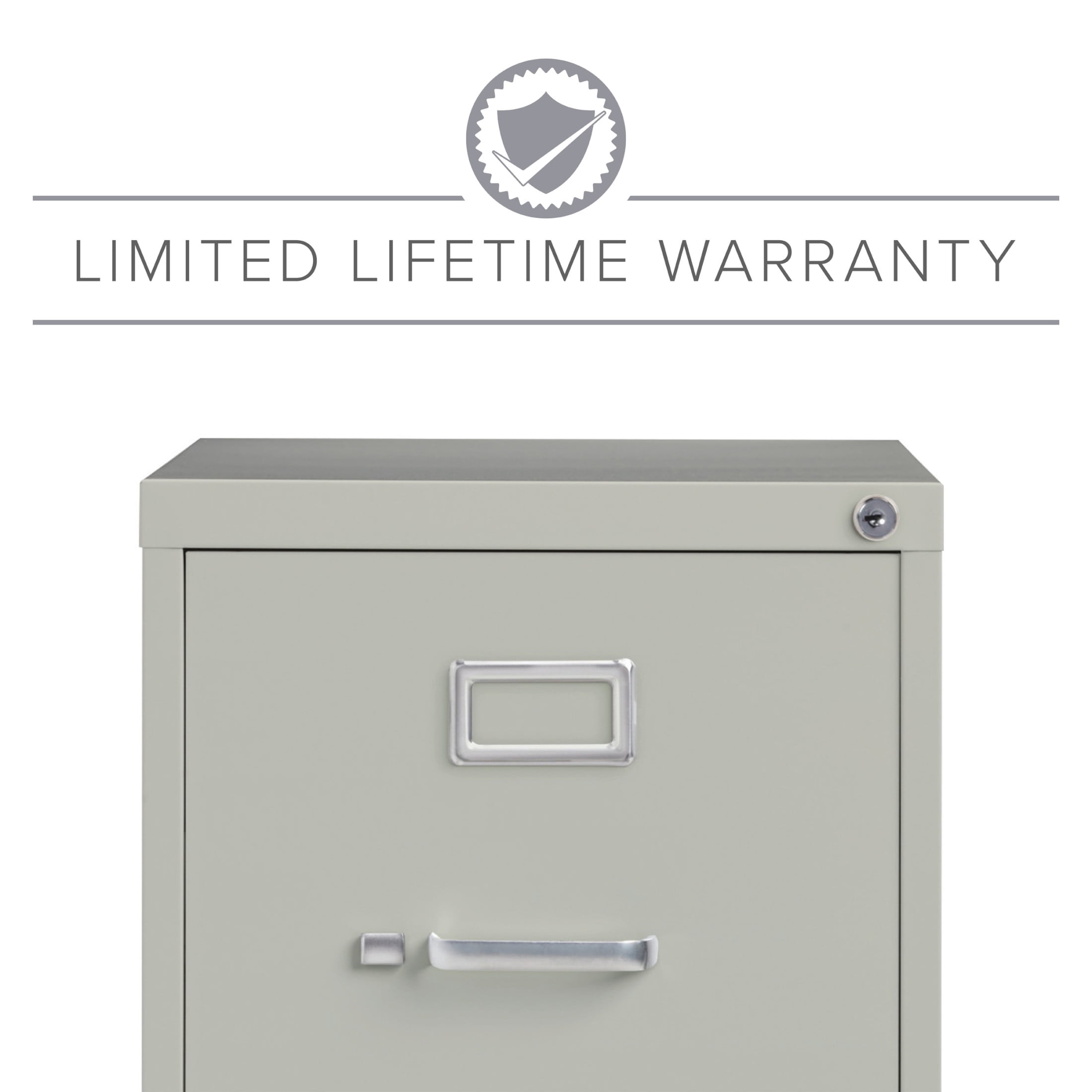 Hirsh Pro 4 Drawer Letter Locking Metal Vertical File Cabinet, 25" Deep, Gray