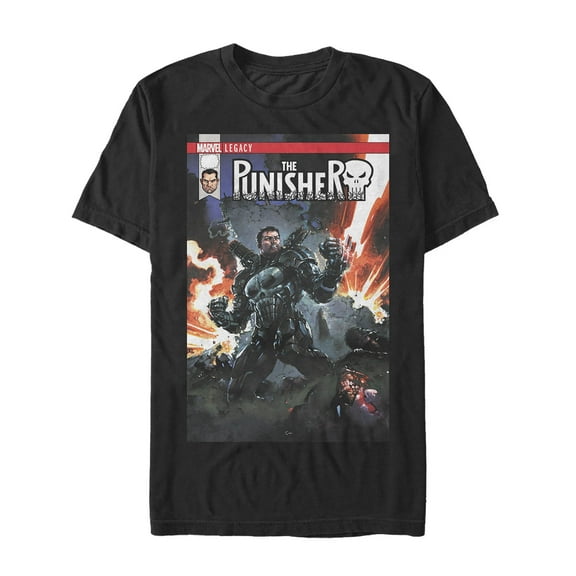 Men's Marvel Legacy Punisher Battle Graphic Tee Black 2X Large