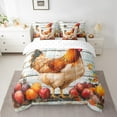 thumbnail image 2 of jejeloiu Farm Animal Chicken Bedding Comforter Set 7pcs,Colorful Fruit Apple Queen Bedding Sets,Old Barn Door Queen Sheet Sets,Microfiber Room Decor Reversible, 2 of 8
