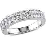 1-1/2 Carat T.G.W. Created White Sapphire Sterling Silver Semi-Eternity Anniversary Ring
