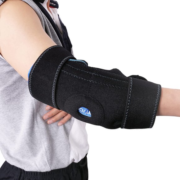 Elbow Ice Pack, Reusable Gel Pack with Brace Wrap, Hot Cold Therapy Compress for Tendonitis and Golfers, Tennis Elbow, Arthritis, Bursitis, Sports Injuries Pain Relief