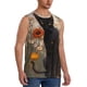thumbnail image 2 of Fotbe Black Cat in Wildflowers Men's Camiseta sin Mangas Estampada para Hombres, Playera Casual para Gimnasio, Entrenamiento, Playa-Small, 2 of 7