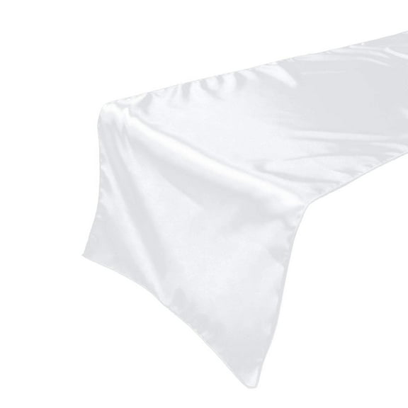 Shiny Satin Table Runner Solid White