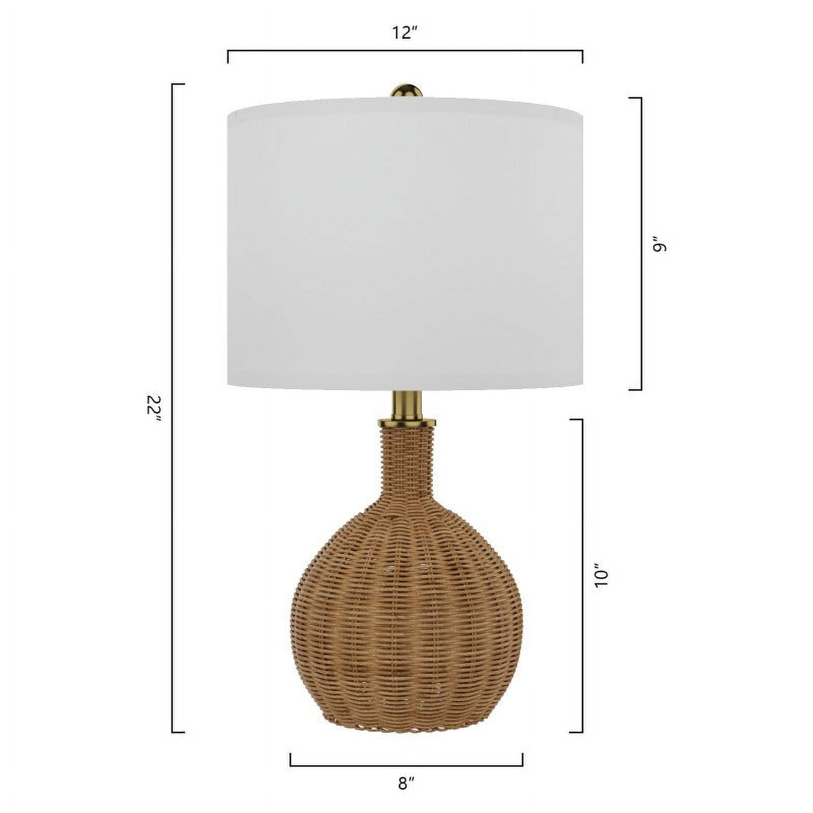 Maxax 22" Coastal Boho Rattan Table Lamps Set of 2, Natural Woven Bedside Lamps with White Shades for Living Room, Bedroom, or Entryway Decor