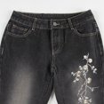 thumbnail image 6 of CONZONE Womens Flared Jeans Floral Embroidery Jeans for Women Trendy Buttons Fashion Wide Leg Fall Winter Denim Pants With Pocket, 6 of 9