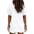 thumbnail image 6 of Womens Cotton Linen Tops Casual V Neck Blouse Loose Fit Short Sleeve Shirt Lightweight Summer Beach Vacation Clothes by Gbobgt White 3XL, 6 of 6