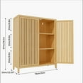 thumbnail image 4 of GZXS 38.1"H Freestanding Bamboo Cabinet with 2 Slatted Doors and Adjustable Interior Shelves for Bathroom, Entryway, Bedroom (Natural), 4 of 7