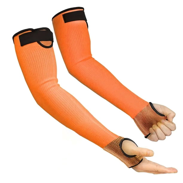 1 par de mangas de brazo resistentes a cortes con orificios para el pulgar, transpirables y ajustables, para hombres y mujeres, para jardinería, agricultura y trabajo de alto riesgo.
