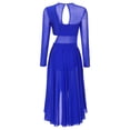 thumbnail image 6 of YEAHDOR Womens Lyrical Dance Dress Sheer Mesh Gymnastics Leotard High Low Contemporary Dancewear Royal Blue XL, 6 of 7