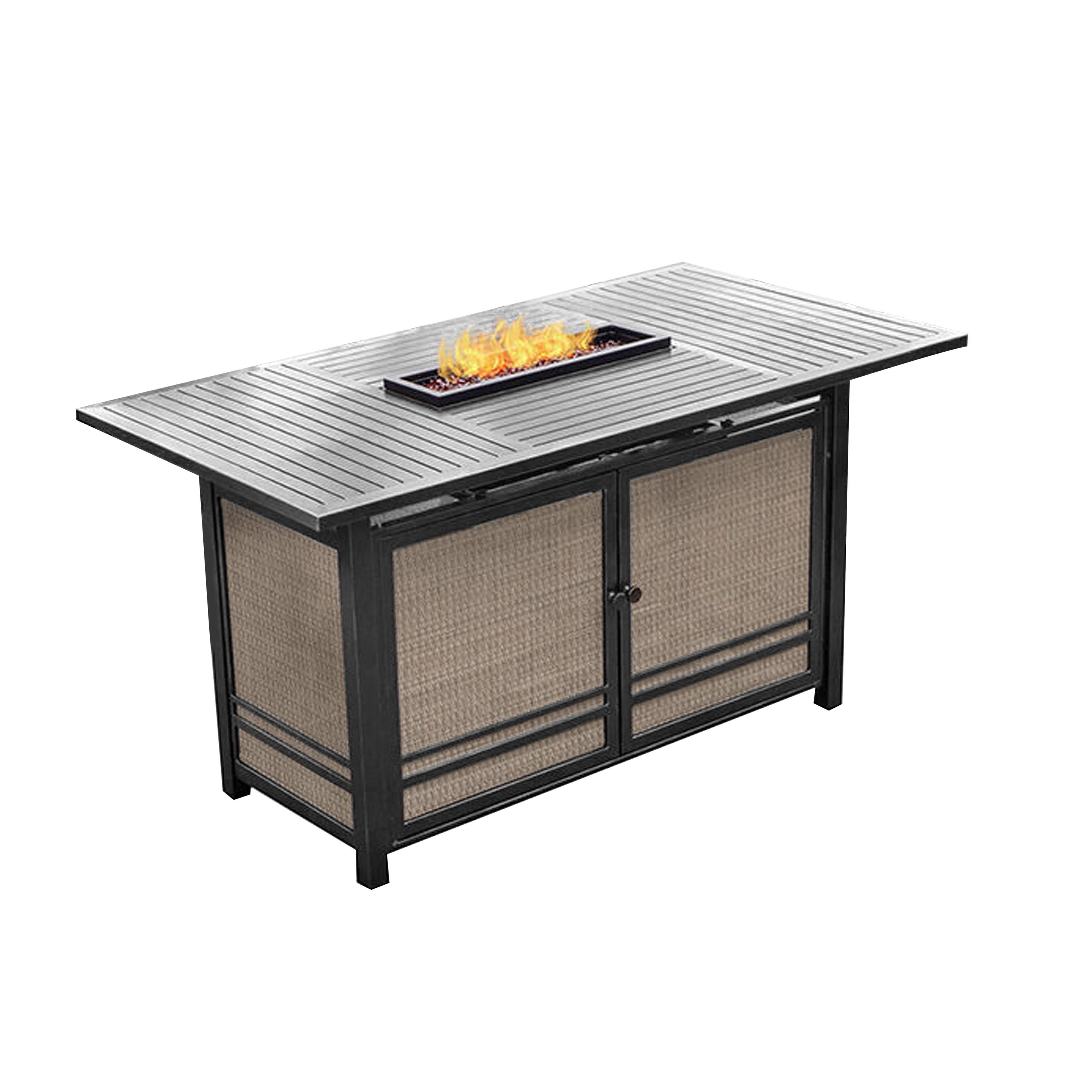 Four Seasons Courtyard Manhattan LP Gas Aluminum Fire Pit Table, Gray