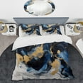 thumbnail image 2 of Designart "Strokes in Dark Blue and Gold XII" Fractals Bedding Covert Set - Abstract Blue Modern Bed Set With 2 Shams, 2 of 6