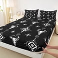 thumbnail image 3 of Feelyou Bohemian Aztec Teen Full Size Sheets, Rustic Sheep Skeleton Bed Sheets, Vintage Western Fashion Sheet Sets, Microfiber Bedroom Decor, 4pcs, 3 of 7