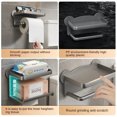 thumbnail image 4 of Estante de almacenamiento de pañuelos montado en la pared sin perforaciones, soporte para rollo de papel, caja de baño, estantería multifuncional para colocación de teléfono, inodoro, 4 of 5