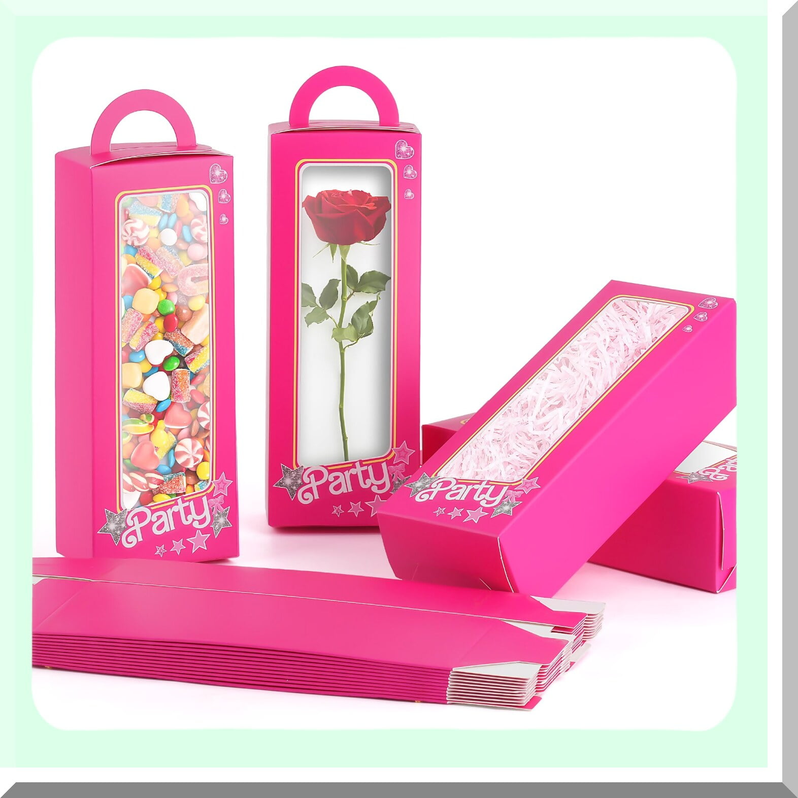 Bymivofun Boîte-Cadeau Avec Nœud, Boîte Rose Avec Couvercle, Boîte-Cadeau Avec Ruban, Boîte Décorative Cadeau, Boîte D'Emballage Cadeau, Pour Cadeau, Anniversaires, Anniversaire, Noël