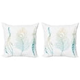 thumbnail image 1 of Ambesonne White Throw Pillow Cover 2 Pack, Feather Peacock Vintage, 20", Mint Green Yellow, 1 of 2