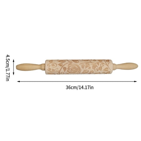 

Embossed Rolling Pins Engraved Wooden Rolling Pin Wooden Dough Roller with Flower Pattern for Kids and Adults Kitchen DIY Tool for Baking Embossed Cookies Pastry Pizza Dough Fondant Pie Crust Pasta