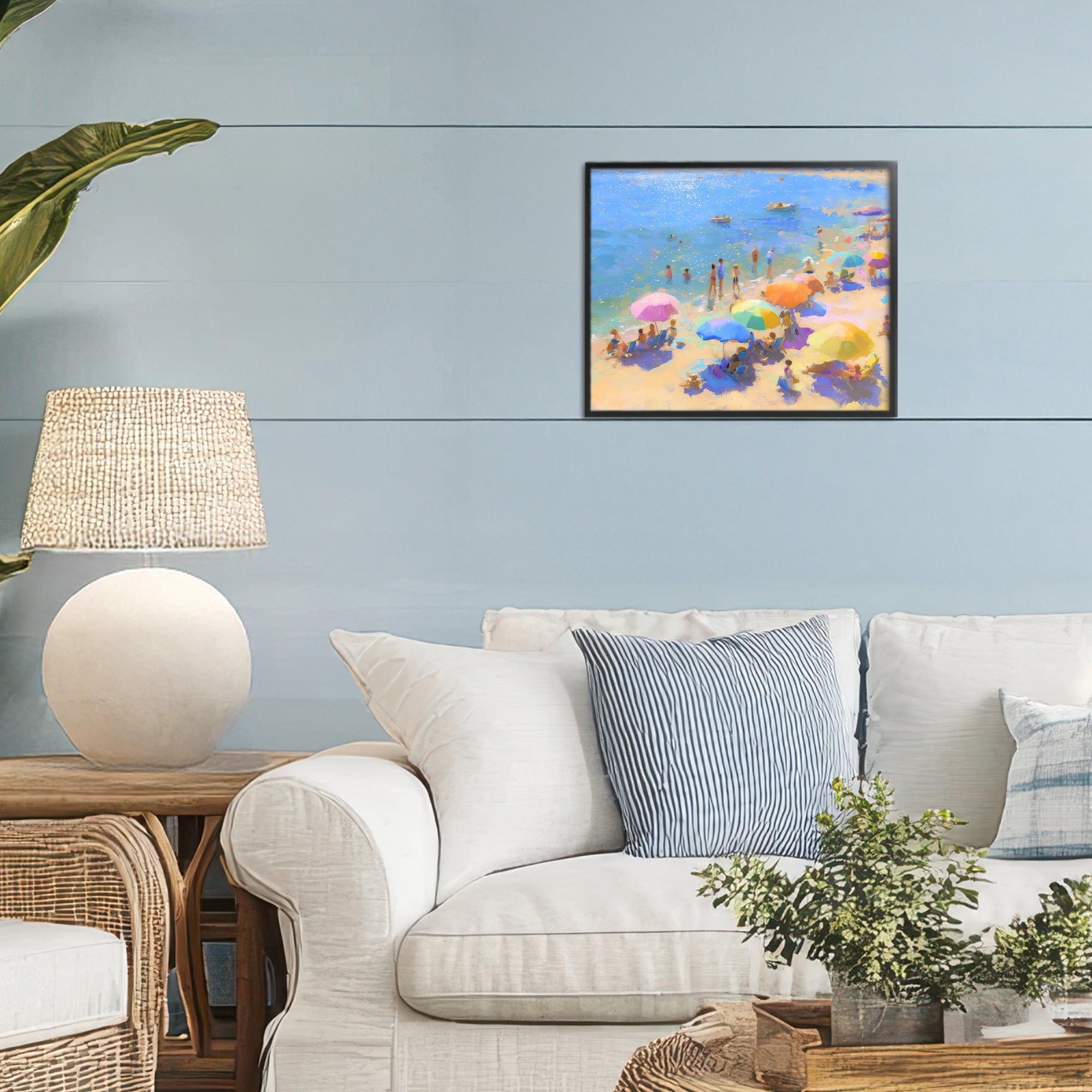 Stupell Industries Colorful Day at Beach Black Framed Giclee Art, design by LSR Design Studio