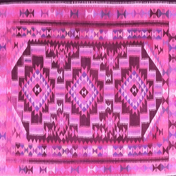 Ahgly Company Indoor Square Southwestern Pink Country Area Rugs, 4' Square