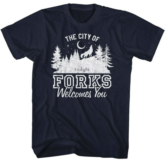 Twilight The City Of Forks Navy Adult T-Shirt 2Xlt