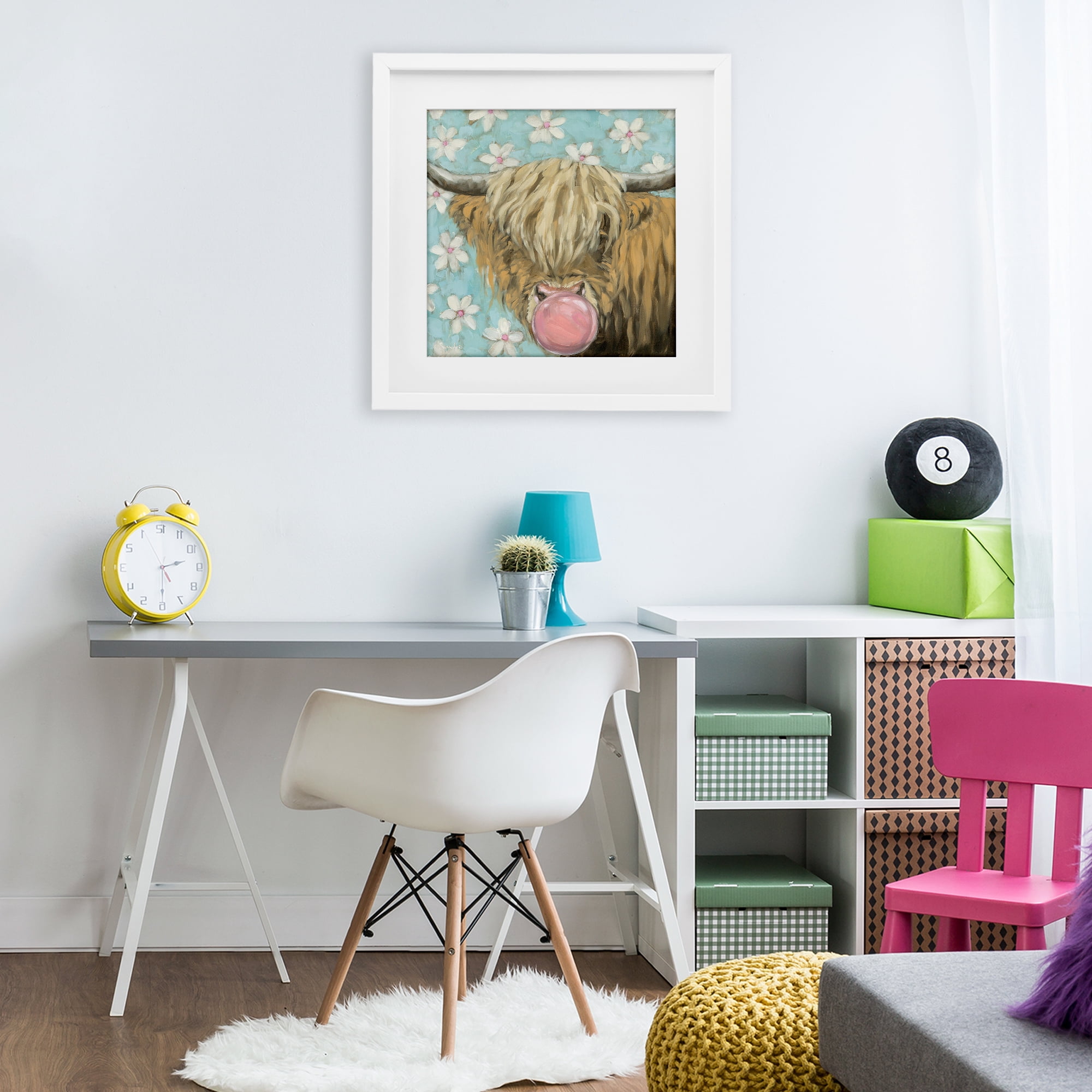 Stupell Industries Bubblegum Sweetie Cattle White Framed Print Under Glass, design by Sara G. Designs