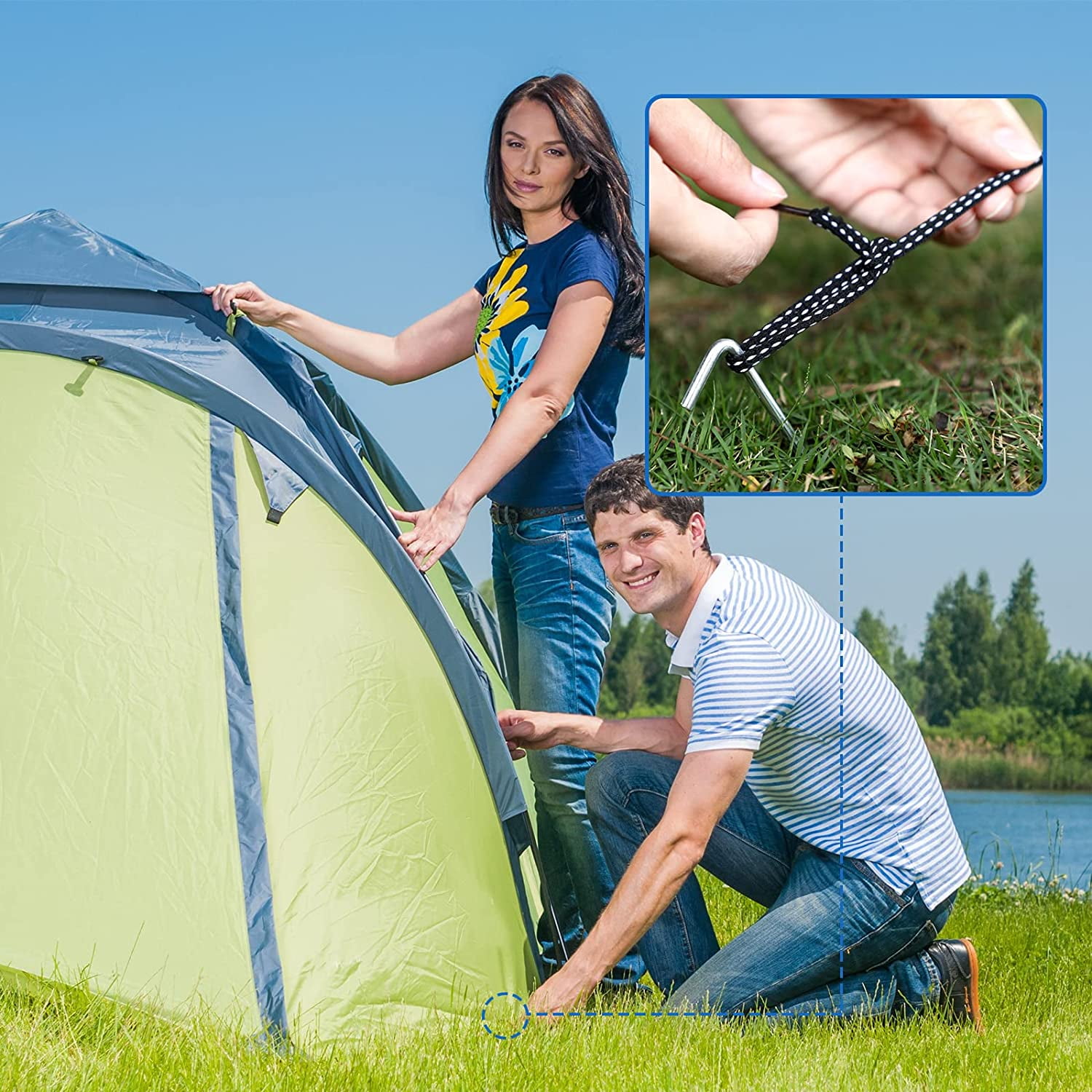 150 Pack Heavy Duty Metal Tent Stakes 9 Inch Galvanized Ground Stakes with Anti-Slip Hook for Camping Hiking Outdoor Decorations