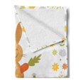 thumbnail image 2 of Funny Soft Flannel Fleece Throw Blanket, Summer Illustration with Smiling Little Rabbit Carrots and Flowers Happy Bunny, Cozy Plush for Indoor and Outdoor Use, 60" x 80", Multicolor, by Ambesonne, 2 of 5