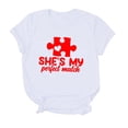 thumbnail image 5 of Chandails Mignons pour Couples Assortis de la Saint-Valentin, T-Shirt Décontracté à Manches Courtes à Col Rond, Blouse Ample à Imprimé de Lettres, T-Shirt Confortable, Doux et Respirant, Blouse Tee pour Lui et Elle, Blanc TTTG, 5 of 5