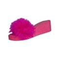 thumbnail image 2 of Samdudou Platform Sandals for Women Fluffy Faux Fur Slip On Wedge Slippers Elevated Heel Open Toe Slides Fashion Summer Footwear Casual Dressy Indoor Outdoor Shoes, 2 of 9