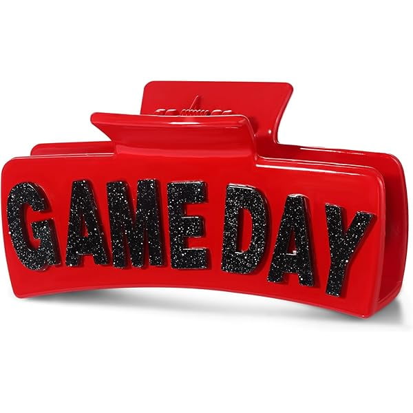 wonima11 Game Day Hair Clip for Women 4 inches Sport Football Hair Claw Red Black Acrylic Claw Clips Football Mom Hair Accessories Game Day Outfits Sport Party Favors Gifts