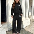 thumbnail image 2 of sususu Girls Letter Hoodie And Pants Set Casual For Everyday Wear, 2 of 6