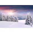 thumbnail image 2 of BSDHOME Polyester 7x5ft Sunset White Snow Forests Cabins Photography Backdrop White Winter Photo Background, 2 of 3