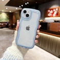 thumbnail image 2 of Phone Case for iPhone 14 6.1 inches, Soft Transparent TPU Wavy Edges Precise Camera Protection Shockproof Phone Covers for Women Men Boy Girls(Blue), 2 of 9