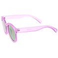 thumbnail image 3 of Women's Translucent Frost Horn Rimmed Mirrored Flat Lens Round Sunglasses 54mm (Purple / Purple Mirror), 3 of 4