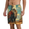 thumbnail image 2 of KLL Western Desert Cactus Bald Eagle Men's Casual Summer Beach Shorts Hawaiian Shorts with Pockets-, 2 of 5