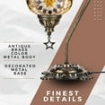 thumbnail image 3 of DEMMEX Authentic Turkish Lamp, Made in Turkey, Turkish Moroccan Mosaic Table Bedside Lamp, 100% Handcrafted, Antique Brass Color Metal Body and Decorated Metal Base, Gooseneck, 15" Amber - Brown, 3 of 7