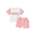 thumbnail image 2 of Baby 2 Piece Outfits Letter Embroidery Short Sleeve T-Shirt and Elastic Shorts Set for Toddler Girl Boy Summer Clothes, 2 of 10