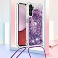 thumbnail image 2 of Long Crossbody Lanyard Clear Case for Samsung Galaxy A24 4G with Adjustable Neck Strap, Glitter Sparkly Bling Quicksand Phone Cover Cases for Samsung Galaxy A24 4G QKG Purple, 2 of 14