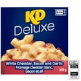 thumbnail image 1 of KD Deluxe White Cheddar, Bacon and Garlic Macaroni and Cheese Frozen Dinner, 340 g Box, Kraft Dinner Deluxe Bacon Garlic 340G, 1 of 15