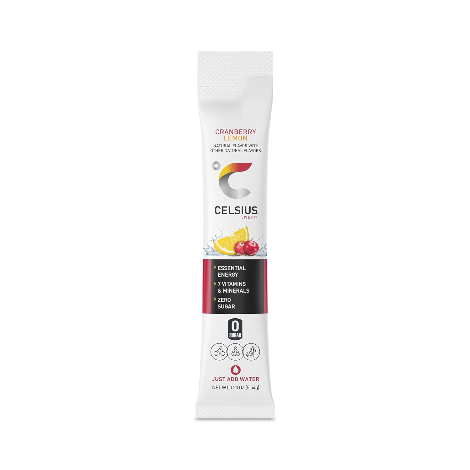 CELSIUS On the Go Essential Energy Drink Powder Packet Stick Mix 3 Flavor Variety Pack, Zero Sugar - Blueberry Lemon, Berry and Cranberry Lemon - Pack of 15 (5 of Each Flavor)