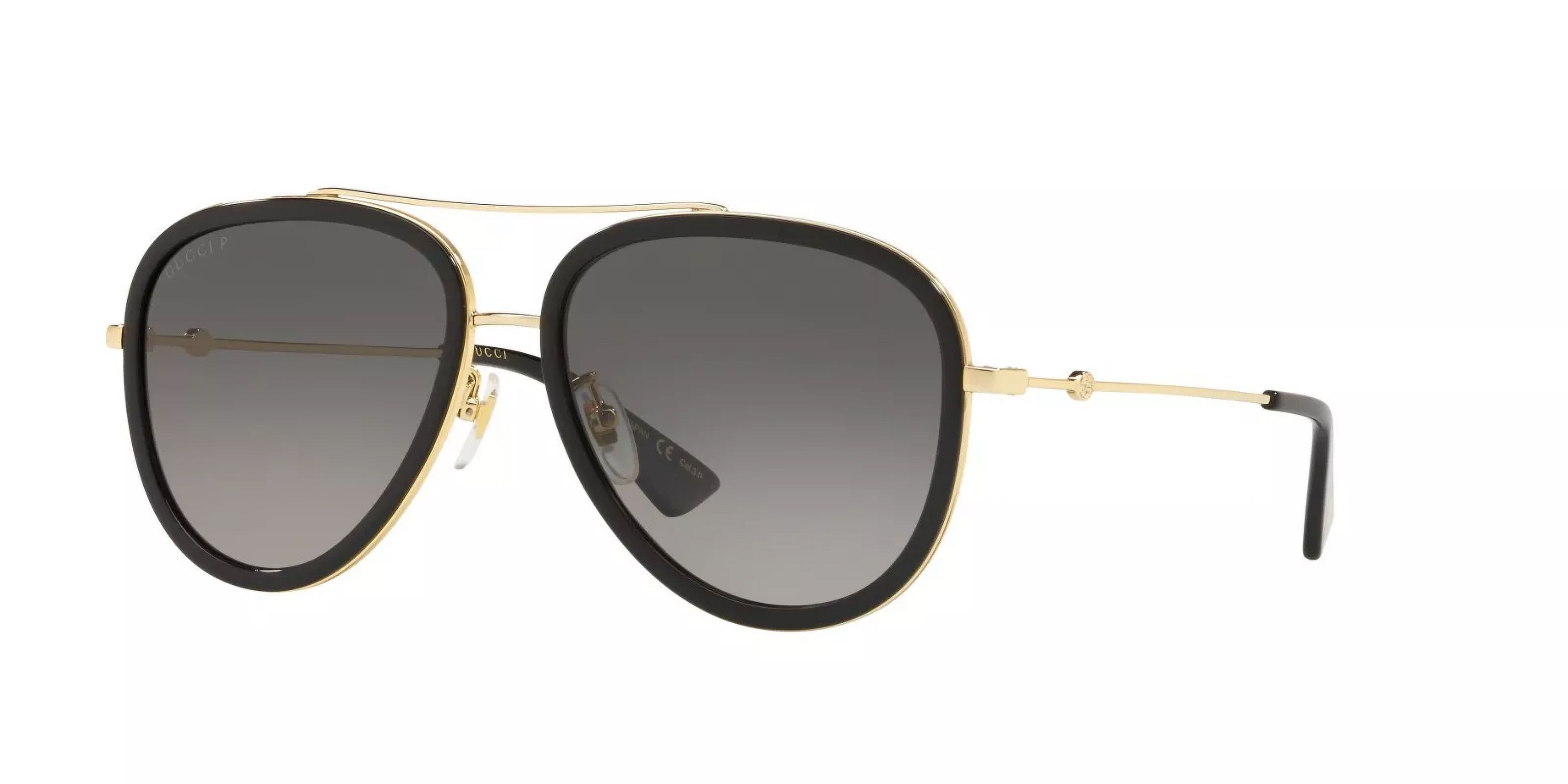 NEW GUCCI BLACK GOLD UNISEX SUNGLASSES GUCCI GG1220S 001 Gucci GG1220S 001 Aviator Sunglasses Gold Brown Lens 59mm  main image 2