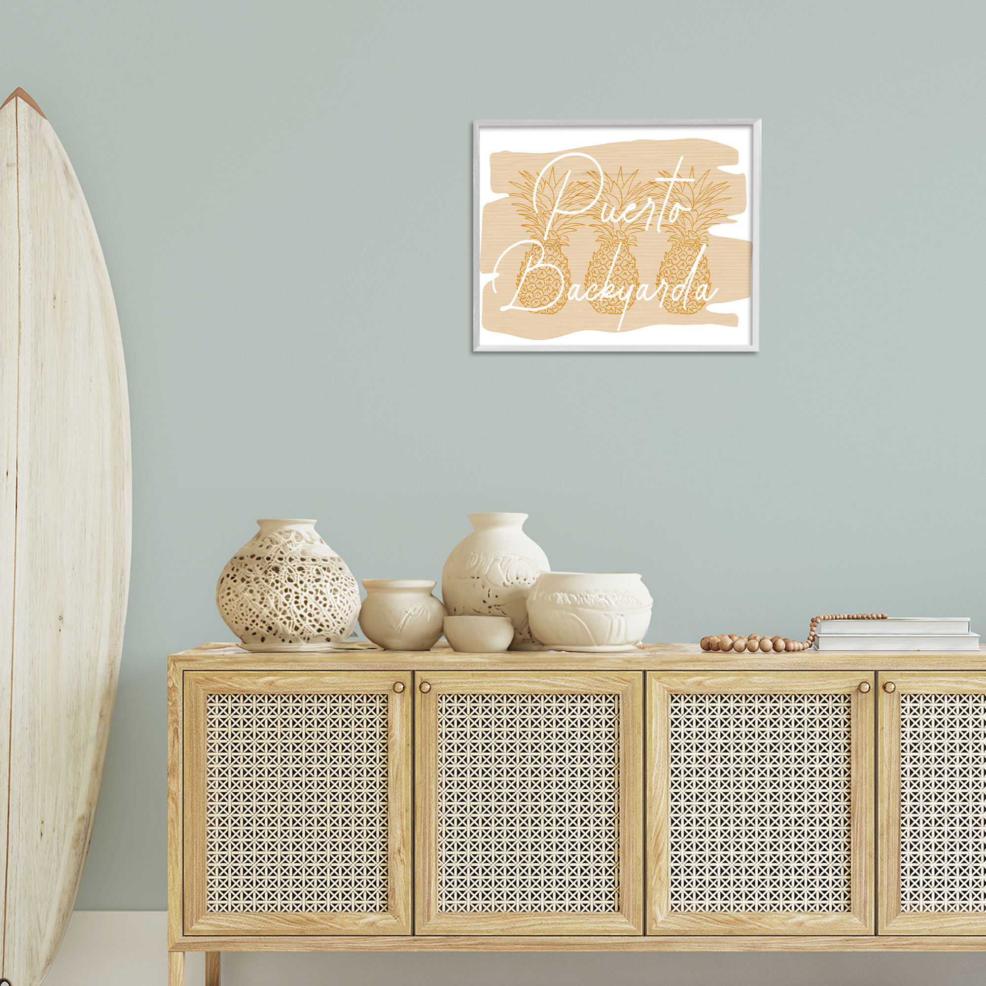 Stupell Industries Puerto Backyarda Phrase Food & Beverage Painting White Framed Art Print Wall Art, 20 x 16