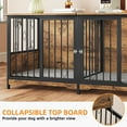 thumbnail image 3 of Uforic 71" Large Dog Crate Furniture, Heavy Duty Wooden Double Dog Kennel with with Removable Divider,Dog Cage with 4 Rotatable Bowls&2 Cushions, for Medium Large Dogs,Brown, 3 of 6
