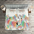 thumbnail image 2 of Ambesonne Funny Quilted Coverlet 3 Pcs, Rainbow Inspired Zebra Motifs, King Size, Multicolor, 2 of 2