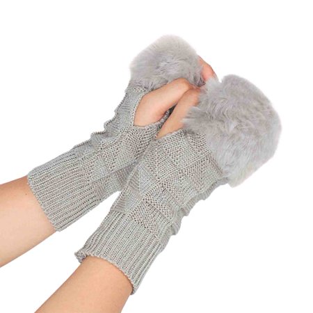 

BESTHUA Winter Gloves Knitted Half Finger Gloves Fingerless Typing Gloves Knitted Arm Warmers Stretchy Knit Mittens for Girls Women