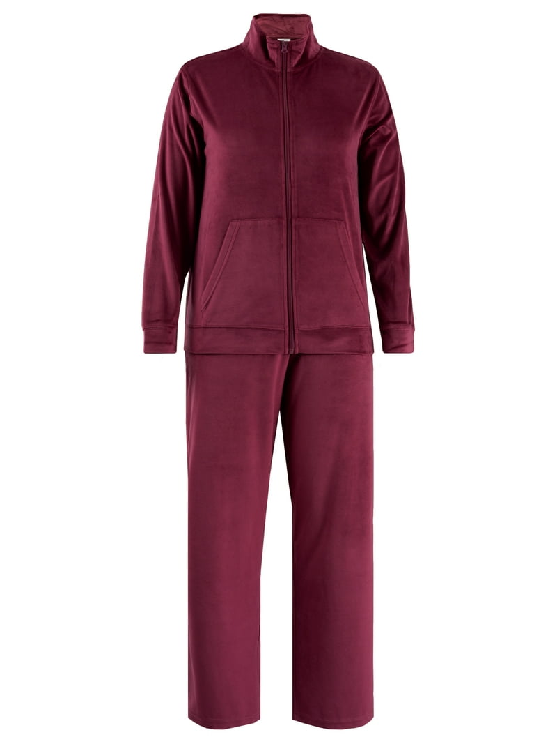 Athletic Works Women's Active Velour Zip-Up Track Jacket and